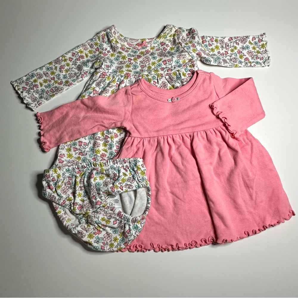 Floral and Pink Baby Dress Set